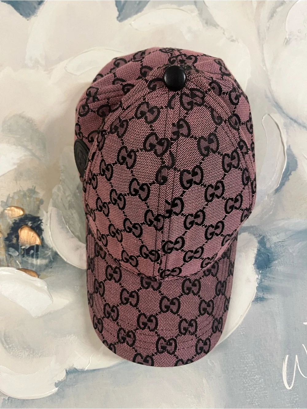 Gucci Rose Purple GG Monogram Baseball Cap with Black Logo